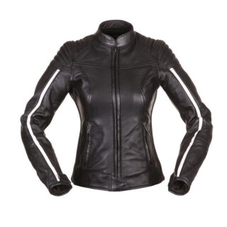 Modeka Alva chaqueta de cuero negro / blanco para Mujer 44