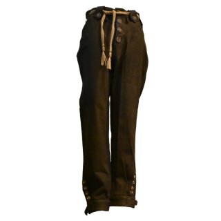 Traditional leather trousers, dark brown 27 inch