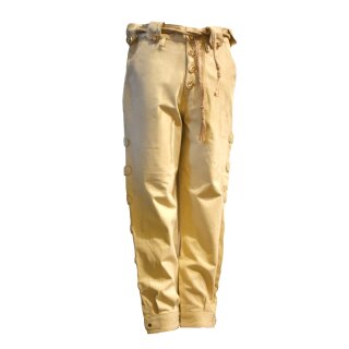 Pantalón de cuero tradicional Wild-Wear, beige con abertura de botones 27 inch