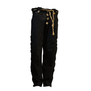 Pantalón tradicional negro de cuero con abertura de botones 29 inch