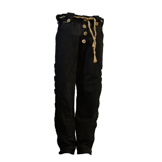 Pantalón tradicional negro de cuero con abertura de botones 31 inch