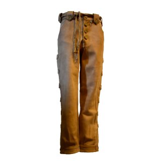 Traditional leather trousers, light brown, with button placket 26 inch