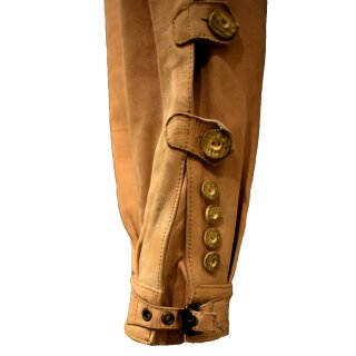 Traditional leather trousers, light brown, with button placket 26 inch