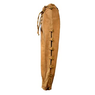 Traditional leather trousers, light brown, with button placket 26 inch