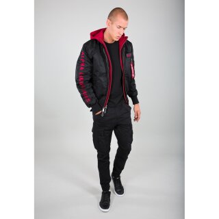 Alpha Industries Bomber Jacket MA 1 D-Tec SE black / red 2XL