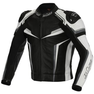 B&uuml;se Mille leather jacket black/white men 114 long