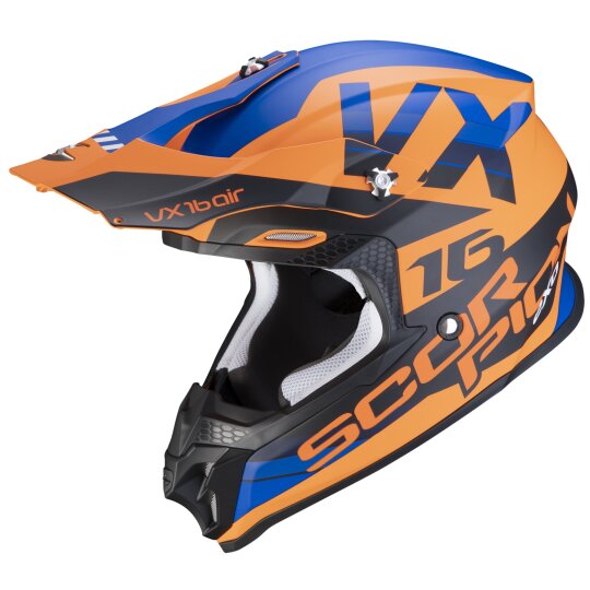 Scorpion VX-16 Air X-Turn Crosshelm Matt-Orange / Blau