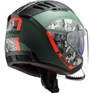 LS2 OF600 Copter Jet Helmet Crispy military verde / naranja L