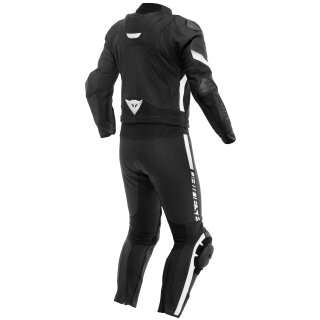 Traje de cuero Dainese Avro 4 2 piezas negro / negro / blanco 50