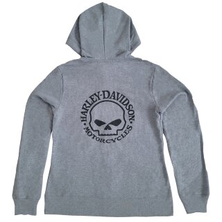 HD Special Skull Zip Front Hoodie Damen grau S