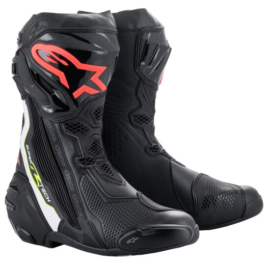 Alpinestars Supertech-R Motorcycle Boots black / white / red-fluo / yellow-fluo 40