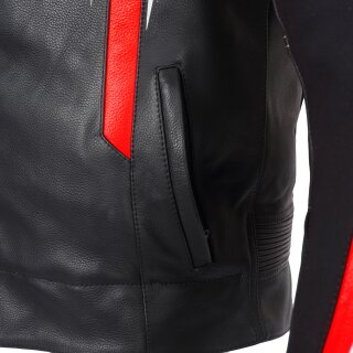 Büse Track leather suit black / neon red men