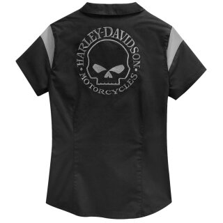 Camisa HD Skull Logo Zip-Front Señoras negro XS