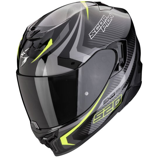 Scorpion Exo-520 Evo Air Helm Terra Schwarz / Silber / Neon-Gelb