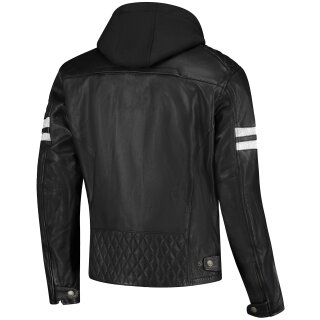 Rusty Stitches Jari Hooded V2 Leather Jacket Black / White 3XL