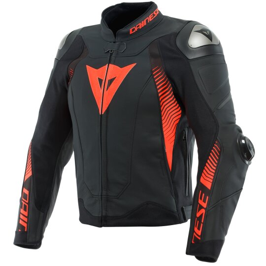 Dainese Super Speed 4 Leather Jacket black matt / fluo red 50