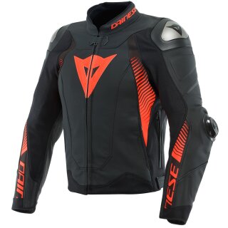 Dainese Super Speed 4 Lederjacke schwarz-matt / fluo-rot 50