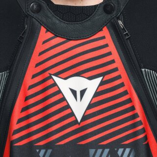 Dainese Audax D-Zip 1 tlg. Perf. Lederkombi schwarz / fluo-rot / antrazit