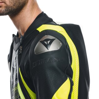 Dainese Audax D-Zip 1 tlg. Perf. Lederkombi schwarz / fluo-gelb / weiß 52