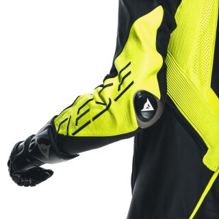 Dainese Audax D-Zip 1 tlg. Perf. Lederkombi schwarz / fluo-gelb / weiß 52