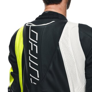 Dainese Audax D-Zip 1 tlg. Perf. Lederkombi schwarz / fluo-gelb / weiß 52