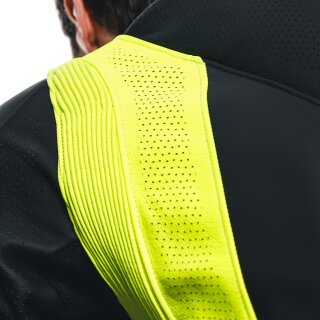 Dainese Audax D-Zip 1 tlg. Perf. Lederkombi schwarz / fluo-gelb / weiß 52