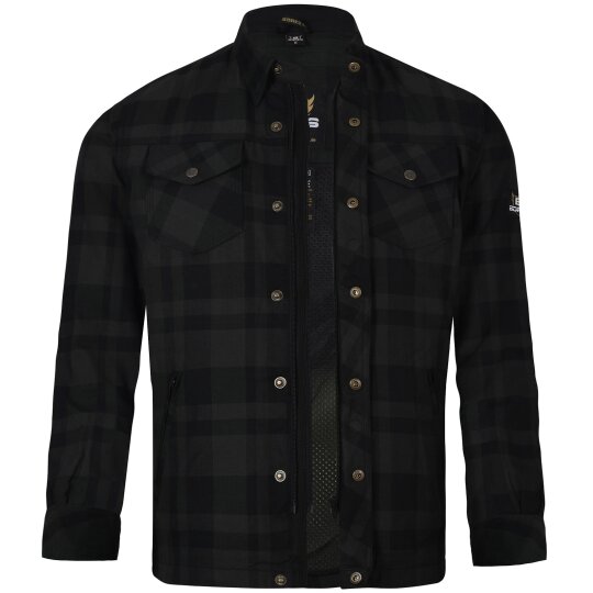Bores Lumberjack Chaqueta-camisa basic negro / gris oscuro hombres XL