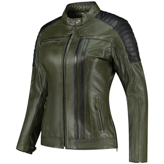 Rusty Stitches Ladies Alice Leather Jacket Green / Black 40