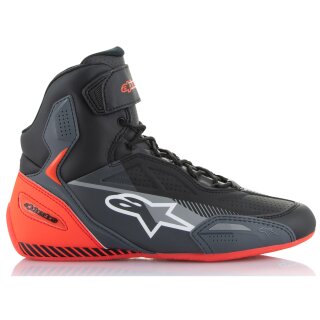 Alpinestars Faster-3 Motorradschuhe schwarz / grau / rot-fluo 42