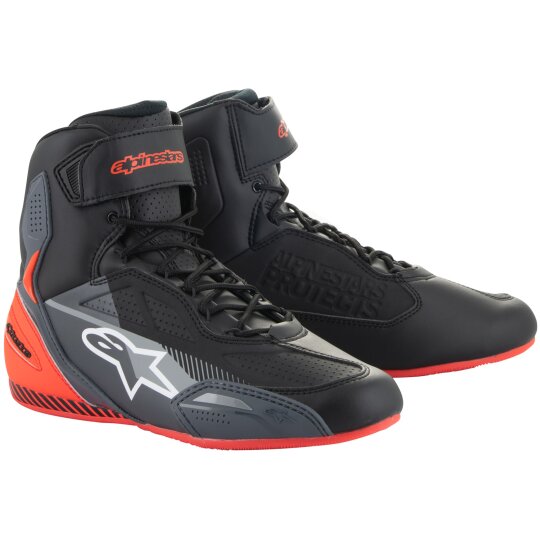 Alpinestars Faster-3 Motorradschuhe schwarz / grau / rot-fluo 44