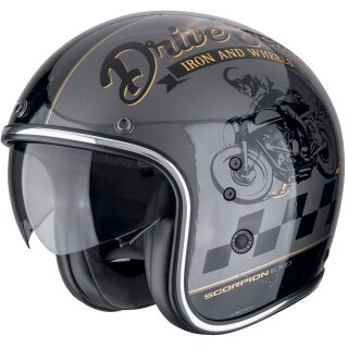 Scorpion Exo Belfast EVO Drive Fast Jet Helmet Silver / Black / Gold