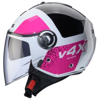 Caberg Riviera V4 X Jethelm Alpha Weiss / Schwarz-Fuchsia