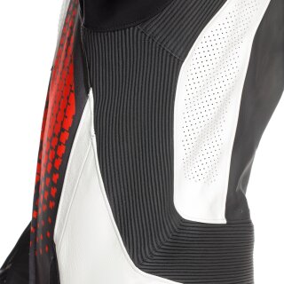 Dainese Laguna Seca 6 Mono de cuero de una pieza Negro / Blanco / Rojo Fluo