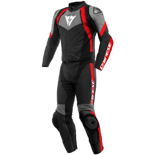 Dainese Avro 4 2 tlg. Lederkombi Schwarz / Antrazit / Lava-Rot 50