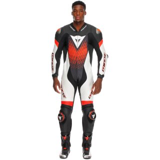 Dainese Laguna Seca 6 1 tlg. Lederkombi Schwarz / Weiss / Fluo-Rot 48