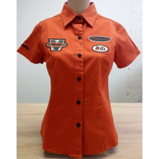 HD Stretch Woven Kurzarm Bluse Orange Damen L