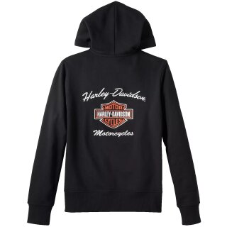 HD Womens Special Bar &amp; Shield Zip Front Hoodie Black