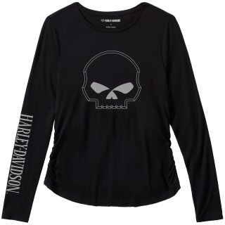 HD Womens Willie G Skull Long Sleeve Raglan Top Black