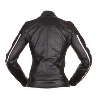 Chaqueta de cuero Modeka Alva negro / blanco para Mujer